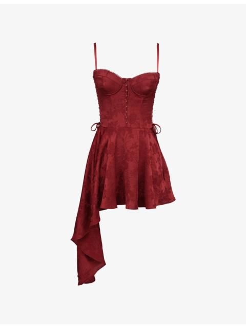 House of CB Lola Jacquard Draped Satin Mini Dress