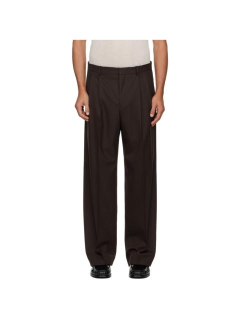 SUNFLOWER Brown Wide Pleated Trousers