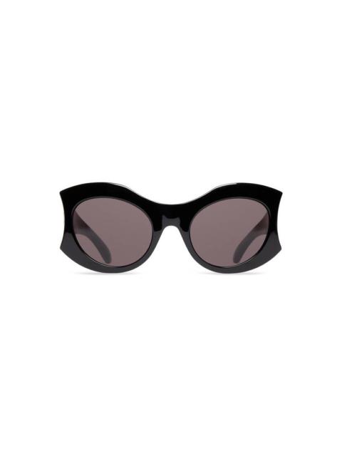 BALENCIAGA Hourglass Round Sunglasses  in Black