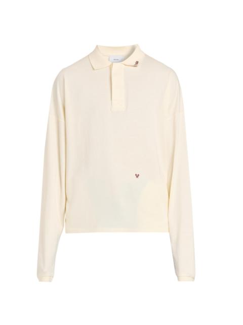 Rhude Men's Fontaine Oversized Long-Sleeve Polo Shirt - Cream