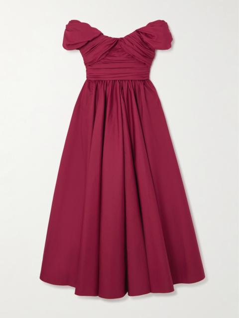 GIAMBATTISTA VALLI Off-the-shoulder Gathered Cotton-poplin Midi Dress