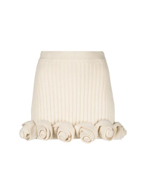 floral-appliquÃ© wool mini skirt