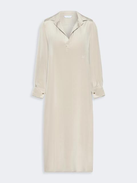 Max Mara GAMBERO Silk crepe de chine polo dress - STONE