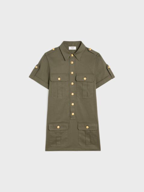 CELINE T-shirt dress with military pockets in lightweight twill