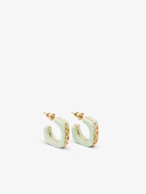 FENDI Fendigraphy Earrings Pastel green and gold-colored metal earrings