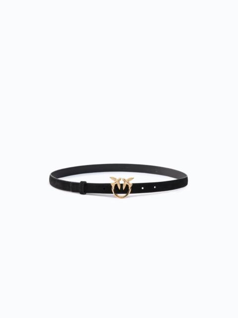 PINKO SUEDE BELT WITH LOVE BIRDS BUCKLE, 2 CM
