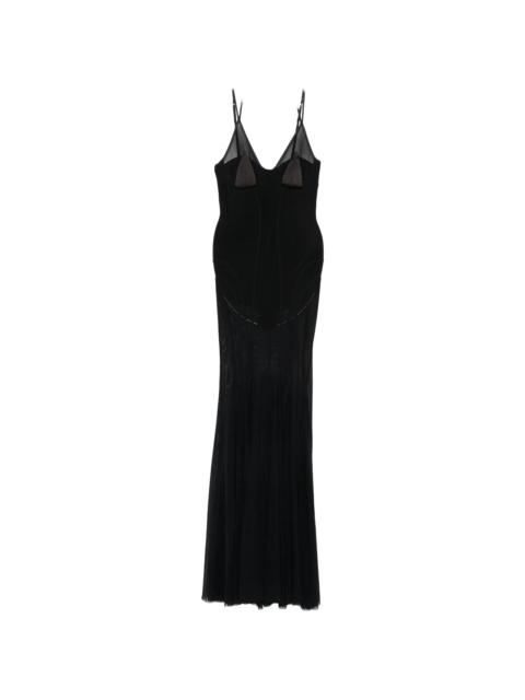 ELISABETTA FRANCHI Elisabetta Franchi Sheer-panelled Pleated Maxi Dress