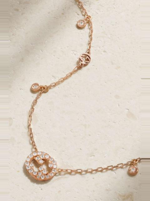 Interlocking G 18-karat rose gold diamond necklace