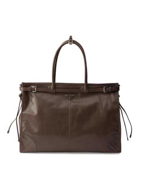 Prada Men's Leather Tote Bag - Grey