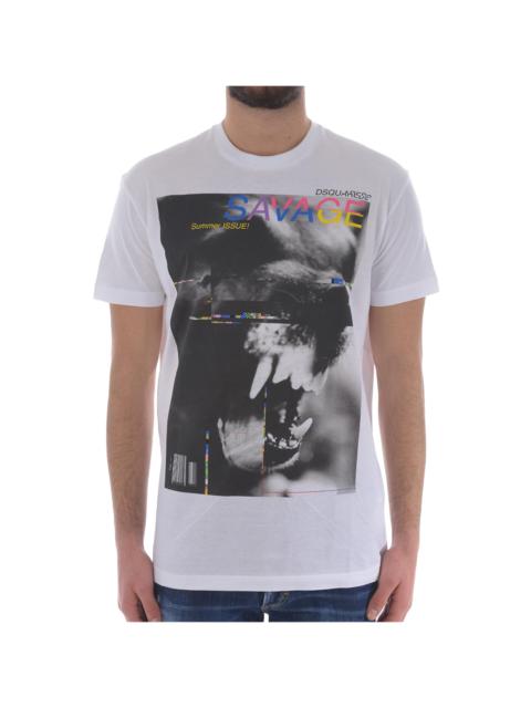 DSQUARED2 Savage Print Graphic Cotton T-Shirt "White" S71GD0627 S22427 100