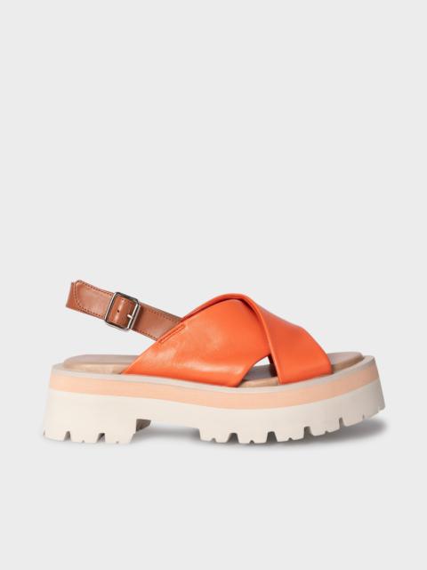 Paul Smith Orange 'Logan' Leather Platform Sandals