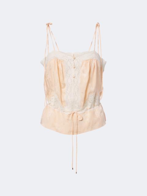 Chloé Lace-trimmed silk satin top