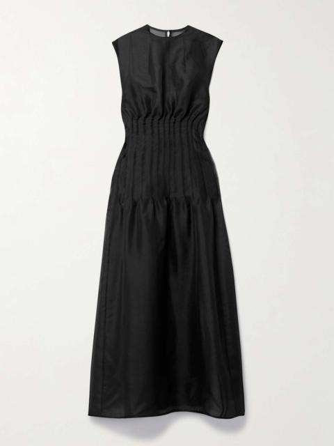KHAITE Wes pintucked silk-organza maxi dress