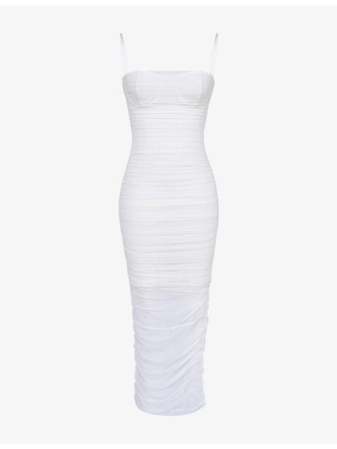 House of CB Fornarina Gathered Mesh Midi Dress
