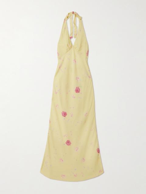 FAITHFULL Soame Floral-print Crepe Halterneck Maxi Dress
