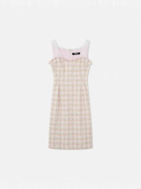 VERSACE Organza Tweed Bustier Midi Dress