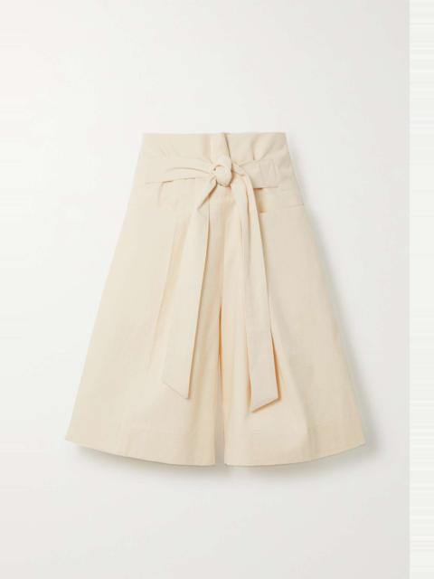 TOTEME Belted cotton-twill shorts