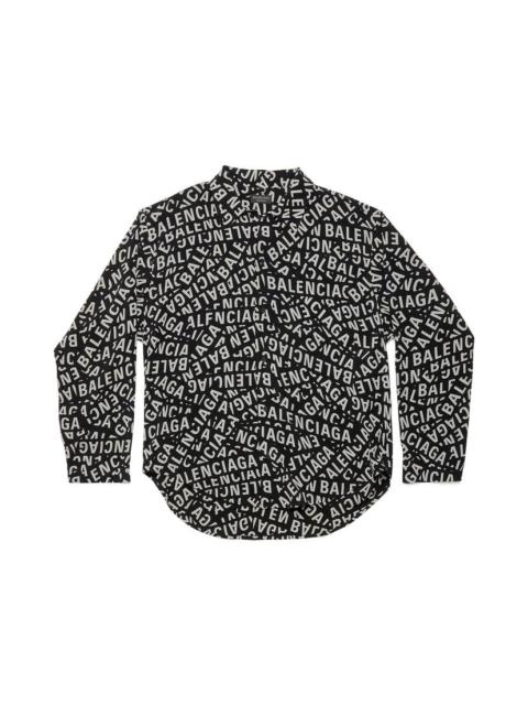 BALENCIAGA Women's Logo Strips Minimal Shirt Large Fit in Black