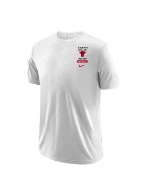 Nike Men's Nike Chicago Bulls Printing Logo Loose Round Neck Pullover Short Sleeve White T-Shirt DA7285-1