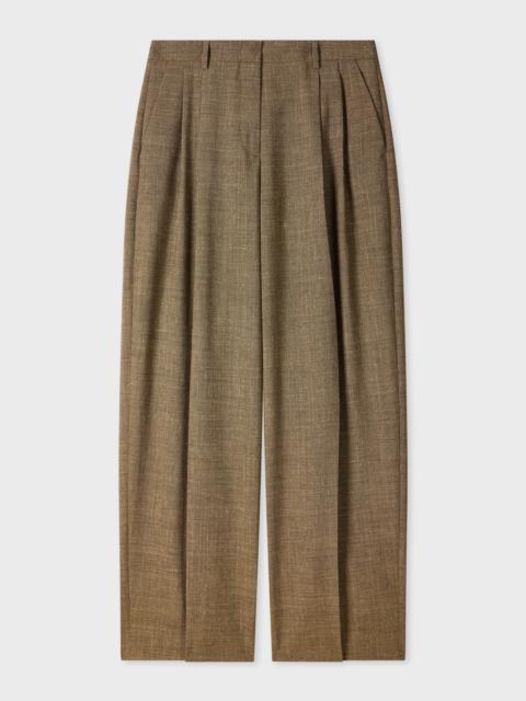 Paul Smith Women's Brown Wool Mix Textured Wide-Leg Trousers