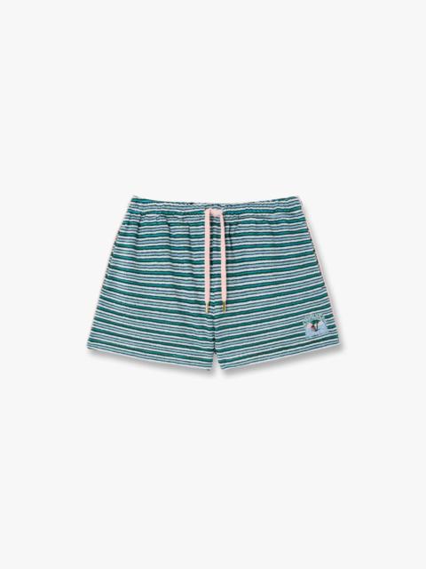 CASABLANCA Teal Striped Towelling Shorts | Casablanca Paris