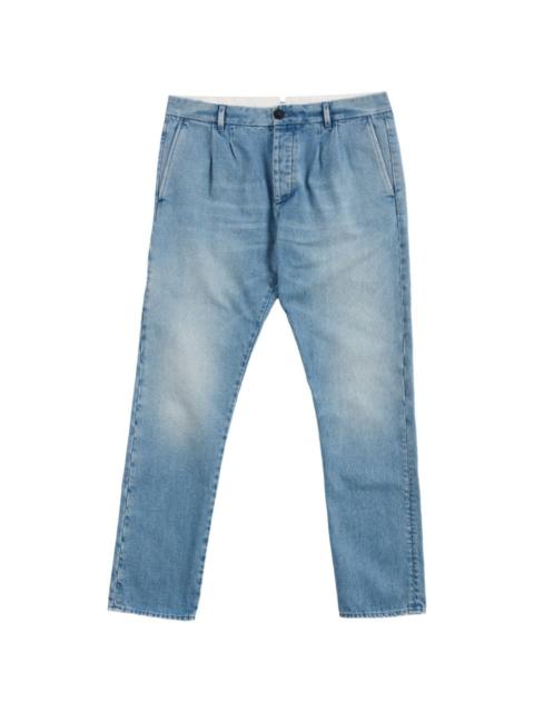 FORTELA pleated denim tapered trousers
