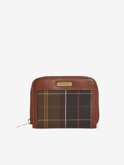Barbour tartan-panel leather wallet