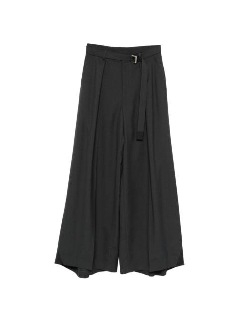 sacai belted pleated trousers