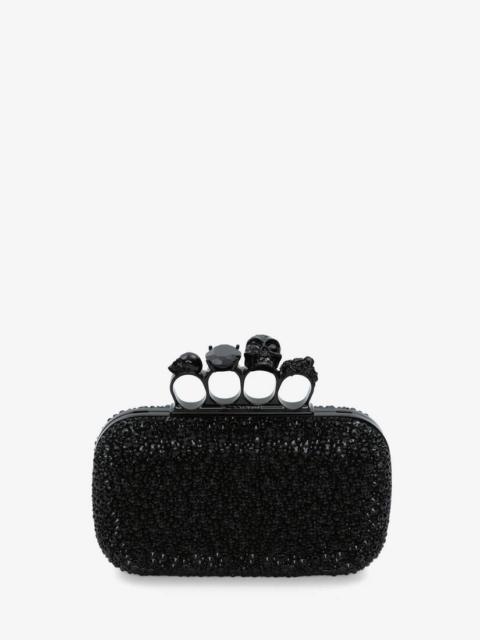 Women's Knuckle Clutch With Chain in Black