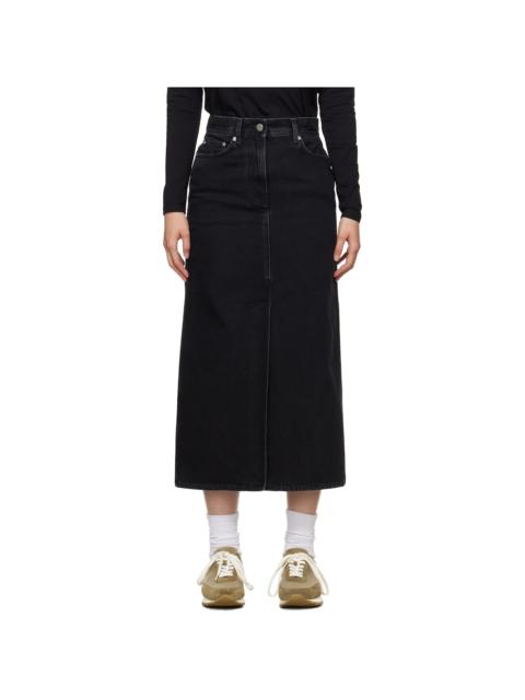 Loulou de Saison Black Rona Denim Midi Skirt