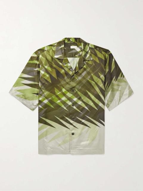 Camp-Collar Printed Satin Shirt