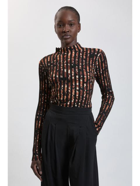 KAREN MILLEN Zebra Jacquard Knit Long Sleeve Top