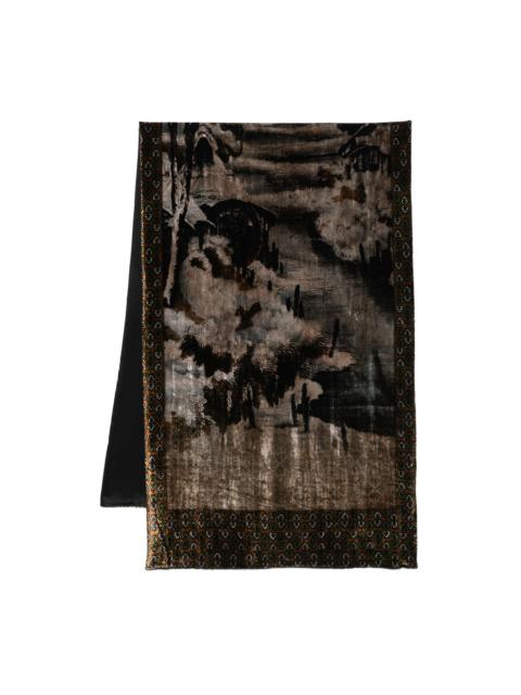 Pierre-Louis Mascia landscape-print velvet scarf