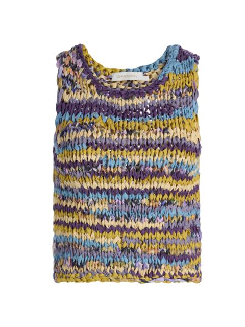 Zimmermann Women's Luna Striped Ribbon-Knit Cotton Tank - Multi Stripe