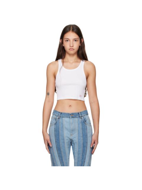 Alexander Wang White Cropped Racerback Tank Top