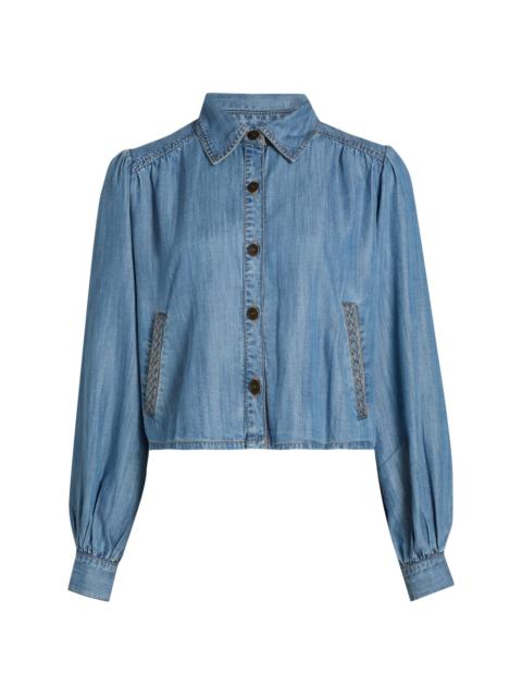 RAMY BROOK Women's Aisla Spread Collar Top - Light Chambray