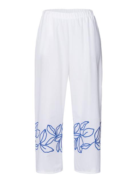 HANRO Liz Embroidered Cotton Cropped Pants