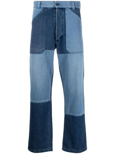 patchwork straight-leg jeans