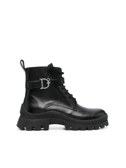 DSQUARED2 logo-buckle leather ankle boots