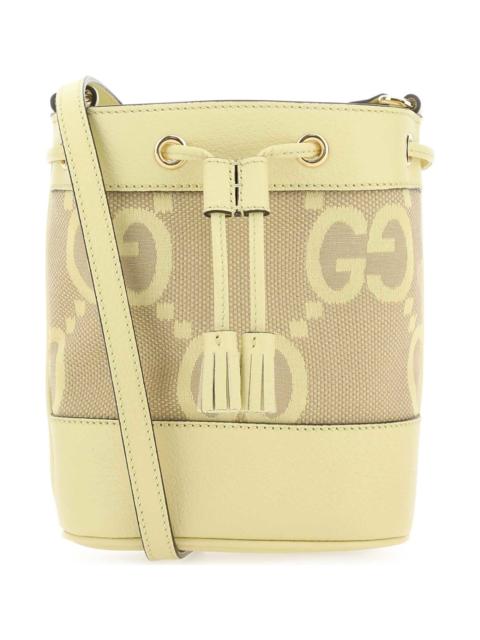GUCCI Jumbo Gg Fabric And Leather Mini Ophidia Bucket Bag
