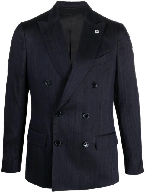 LARDINI double-breasted silk blazer