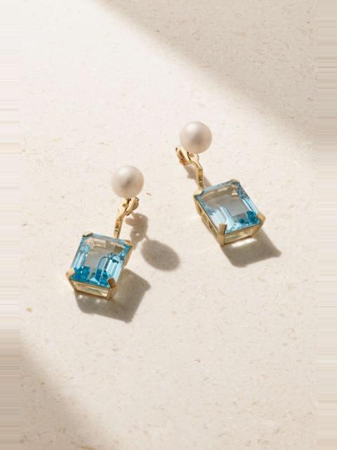 MATEO Convertible 18-karat gold, topaz and pearl earrings