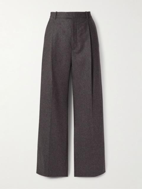 Carven Pleated wool straight-leg pants Dark brown