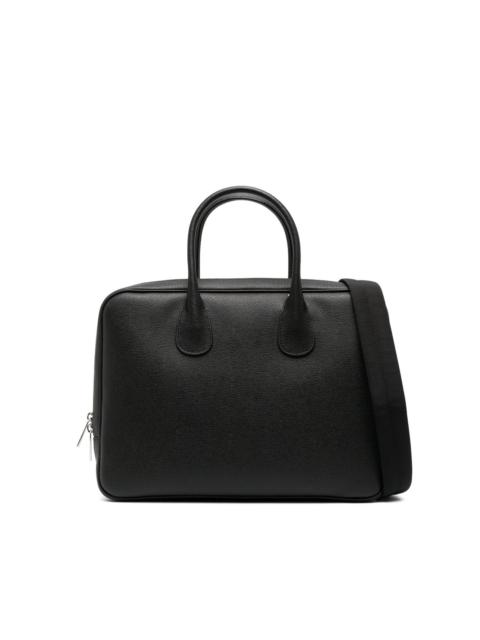 Valextra grained-texture leather laptop bag