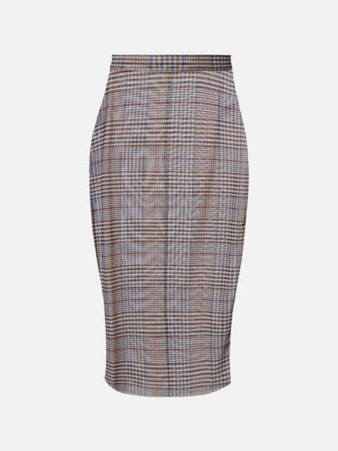 The Frankie Shop Aurora plaid sheer mesh midi skirt