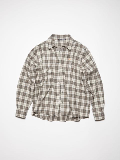 Flannel check button-up shirt - White/black