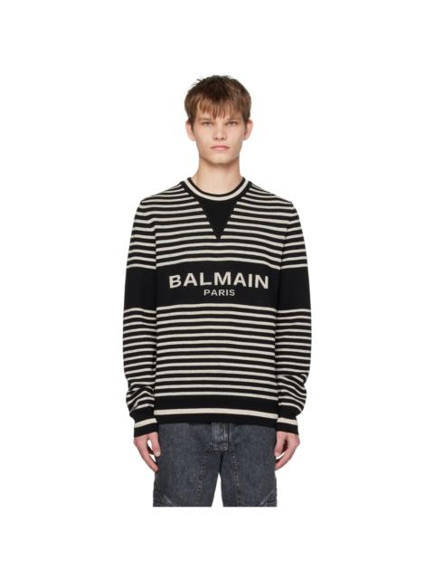 Balmain Black & Beige Striped Sweater