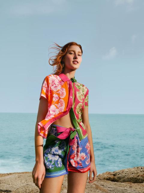 FARM RIO Mixed Scarves Floral Elegance Shirt