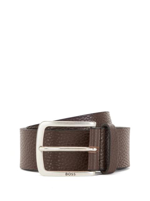 BOSS GRAINED ITALIAN-LEATHER BELT WITH BRANDED BUCKLE