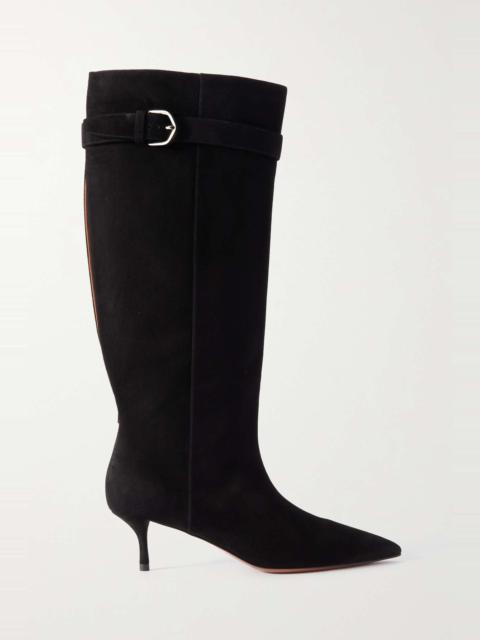 55 cutout suede knee boots